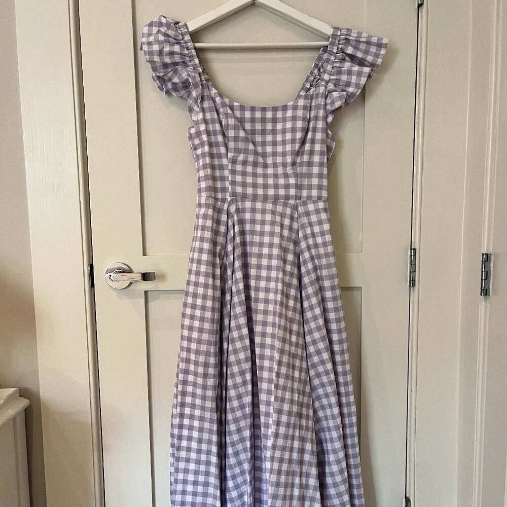 Hill House Purple Gingham Midi Dress